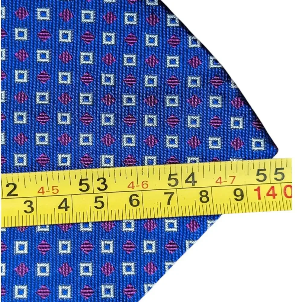 Lauren Ralph Lauren Silk Tie Neat Jacquard‎ Squares Blue Red White USA 55